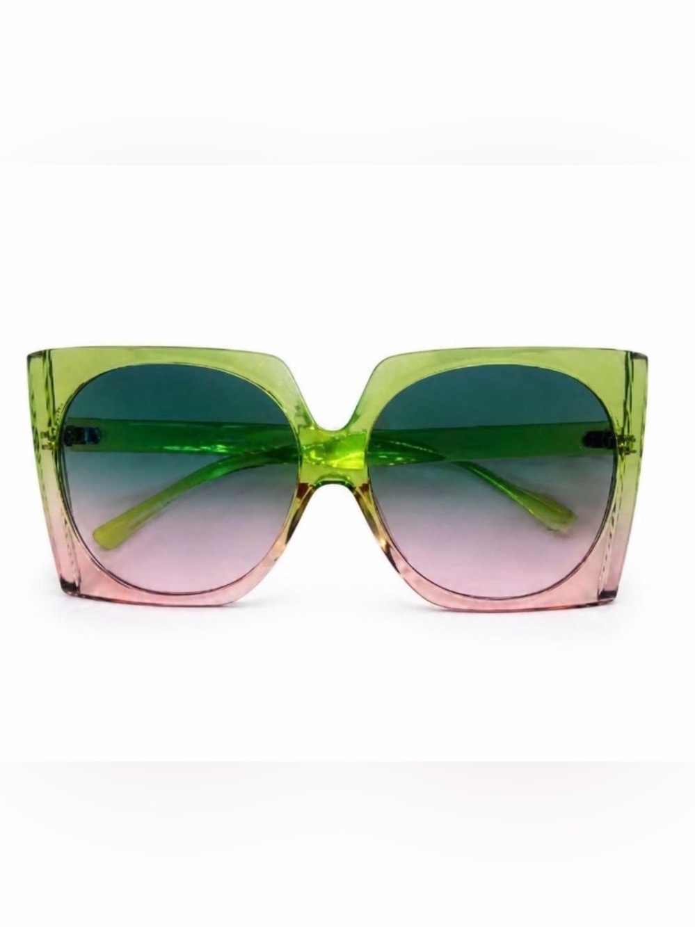 Gradient Green to Pink Oversized Square Sunglasses